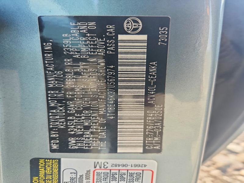 64998866 :رقم المزاد ، 4T1BE46K37U567974 vin ، 2007 Toyota Camry مزاد بيع
