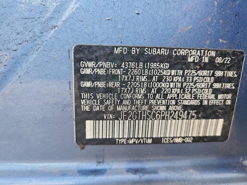 Aukcja sprzedaży 2023 Subaru Crosstrek, vin: JF2GTHSC6PH249475, numer aukcji: 65217006