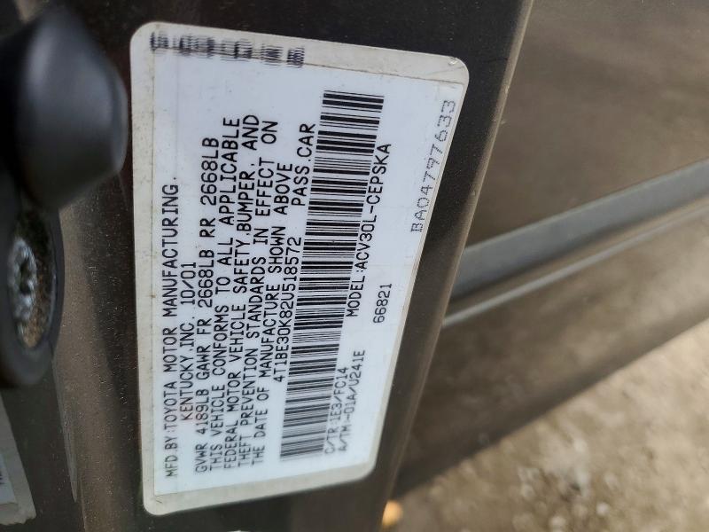 Продаж на аукціоні авто 2002 Toyota Camry, vin: 4T1BE30K82U518572, номер лоту: 64979566