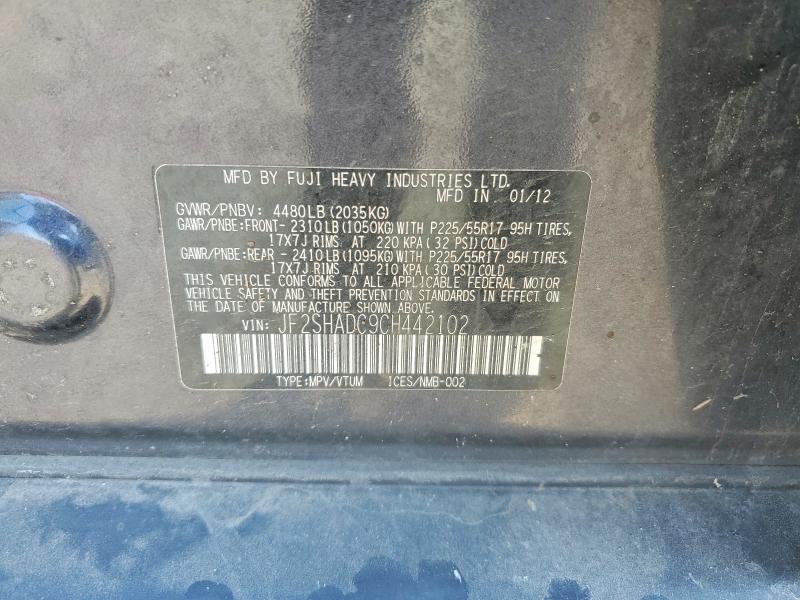 66315176 :رقم المزاد ، JF2SHADC9CH442102 vin ، 2012 Subaru Forester مزاد بيع