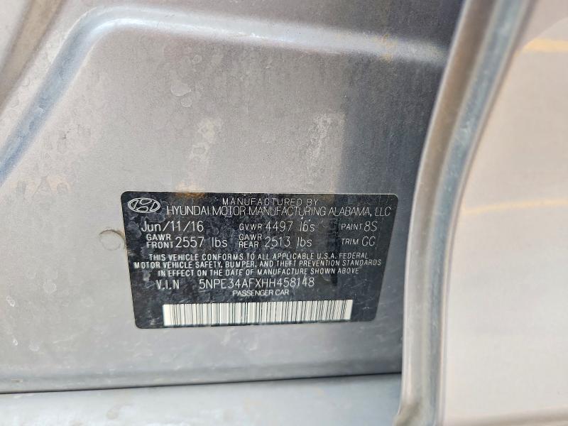 65544606 :رقم المزاد ، 5NPE34AFXHH458148 vin ، 2017 Hyundai Sonata مزاد بيع