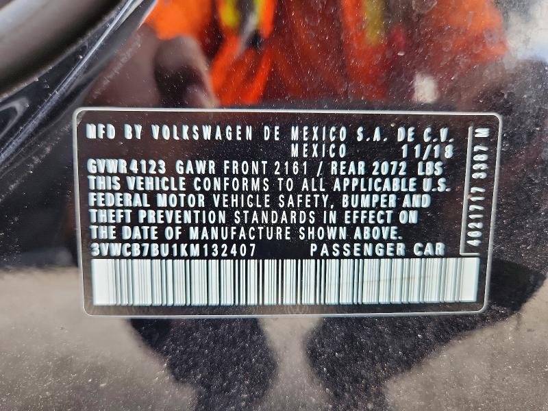 Продаж на аукціоні авто 2019 Volkswagen Jetta, vin: 3VWCB7BU1KM132407, номер лоту: 65879946
