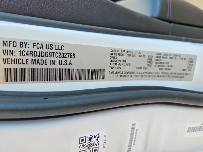 2026 Dodge Durango მანქანა იყიდება აუქციონზე, vin: 1C4RDJDG9TC232768, აუქციონის ნომერი: 65650416