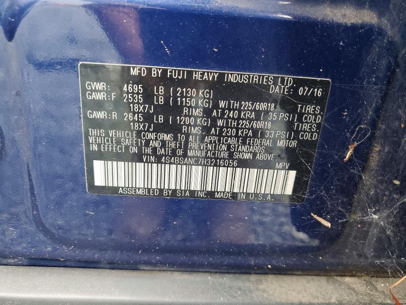 Aukcja sprzedaży 2017 Subaru Outback, vin: 4S4BSANC7H3216056, numer aukcji: 64133946