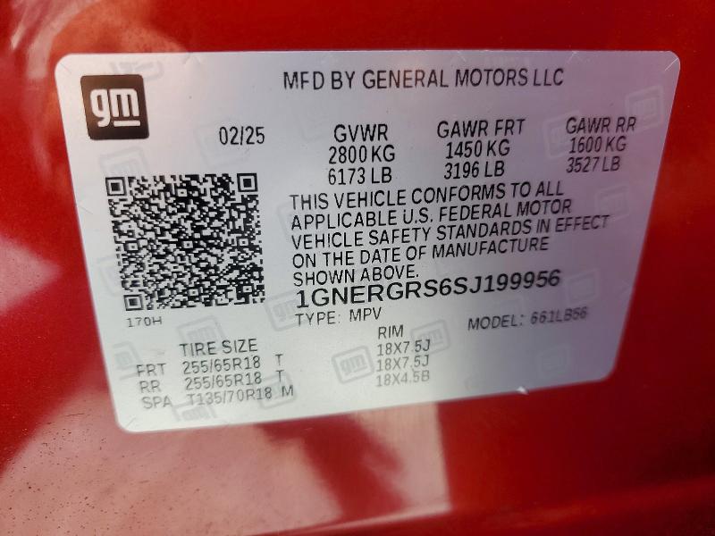 66218556 :رقم المزاد ، 1GNERGRS6SJ199956 vin ، 2025 Chevrolet Traverse مزاد بيع