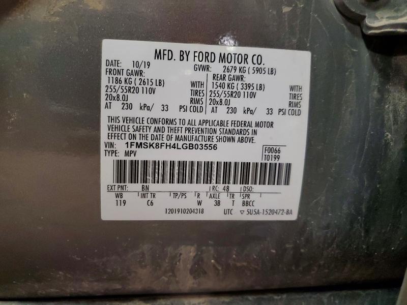Продаж на аукціоні авто 2020 Ford Explorer, vin: 1FMSK8FH4LGB03556, номер лоту: 66536576