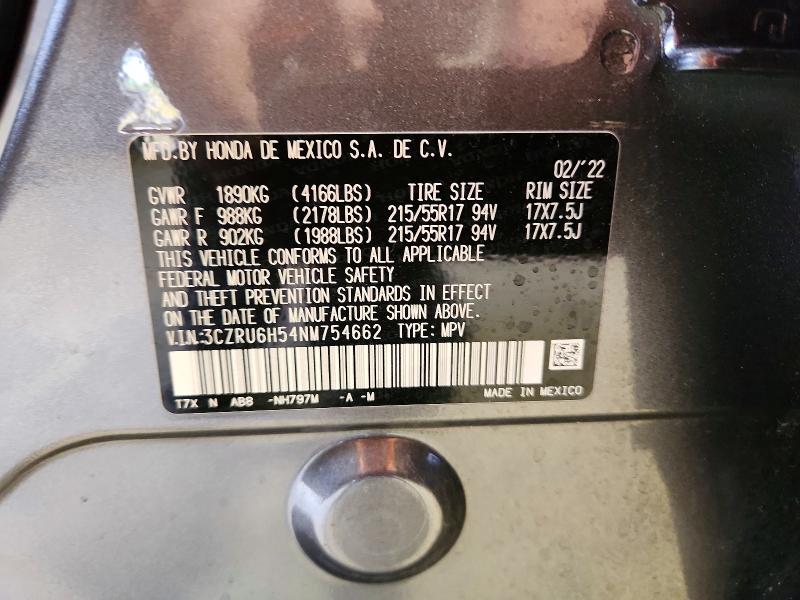 Продаж на аукціоні авто 2022 Honda Hr-v, vin: 3CZRU6H54NM754662, номер лоту: 66001076