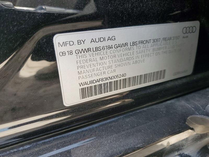 Продаж на аукціоні авто 2019 Audi A8, vin: WAU8DAF83KN005240, номер лоту: 64814276