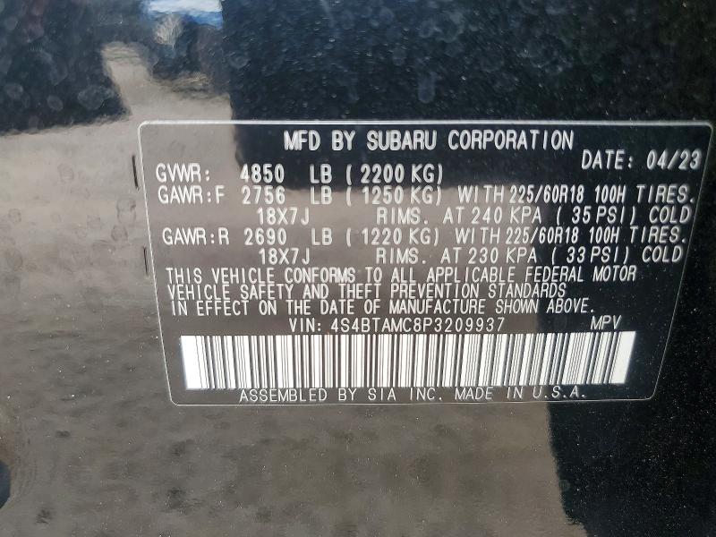 63604096 :رقم المزاد ، 4S4BTAMC8P3209937 vin ، 2023 Subaru Outback مزاد بيع