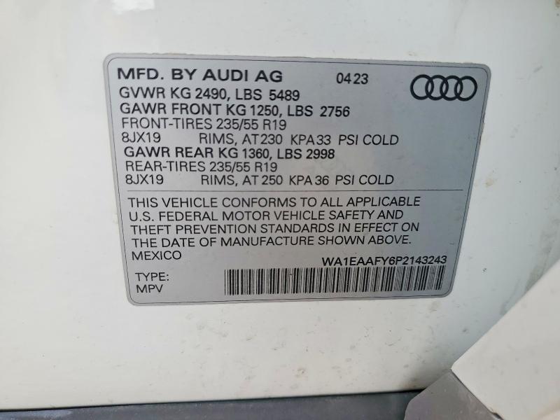 Aukcja sprzedaży 2023 Audi Q5, vin: WA1EAAFY6P2143243, numer aukcji: 64507096