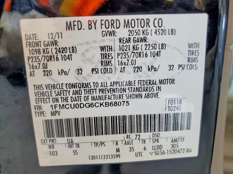 Продажа на аукционе авто 2012 Ford Escape, vin: 1FMCU0DG6CKB68075, номер лота: 63937636