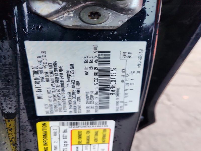 2020 Ford Fusion მანქანა იყიდება აუქციონზე, vin: 3FA6P0HDXLR166159, აუქციონის ნომერი: 64132866