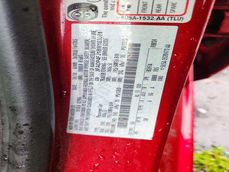 2011 Ford Fiesta მანქანა იყიდება აუქციონზე, vin: 3FADP4FJ1BM153061, აუქციონის ნომერი: 62565196