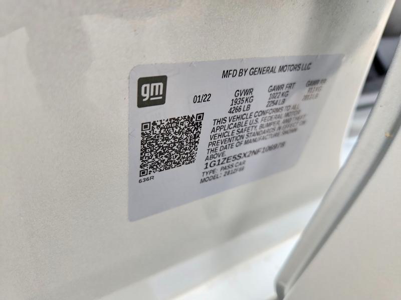 65954666 :رقم المزاد ، 1G1ZE5SX2NF106978 vin ، 2022 Chevrolet Malibu مزاد بيع