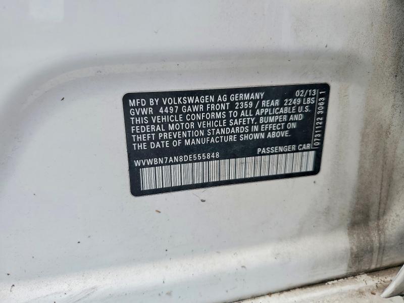 2013 Volkswagen Cc მანქანა იყიდება აუქციონზე, vin: WVWBN7AN8DE555848, აუქციონის ნომერი: 65390446