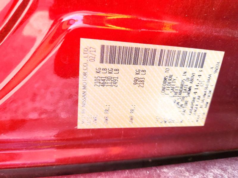 66712866 :رقم المزاد ، 1N4AA6AP0HC416243 vin ، 2017 Nissan Maxima مزاد بيع