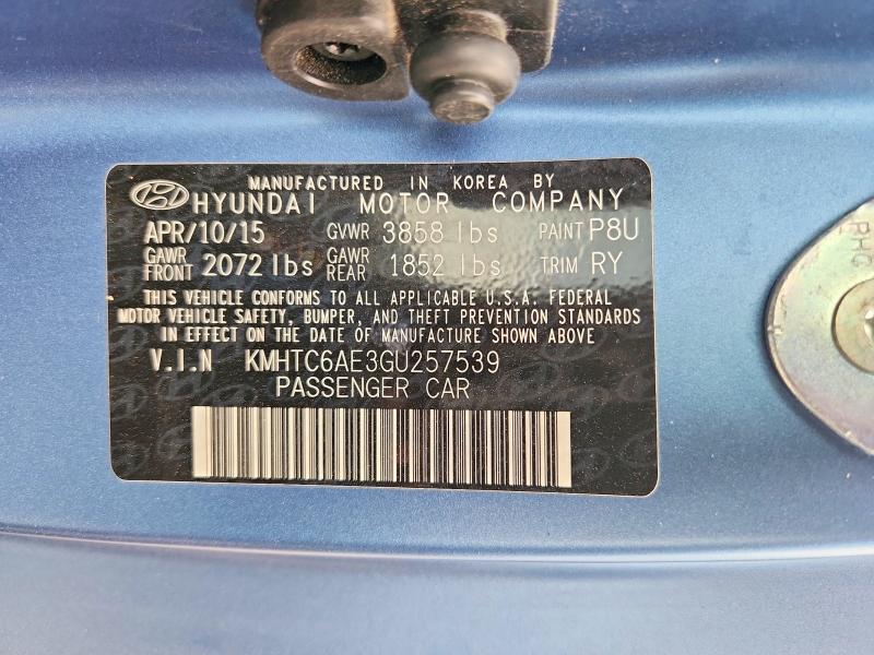 Продаж на аукціоні авто 2016 Hyundai Veloster, vin: KMHTC6AE3GU257539, номер лоту: 65951966