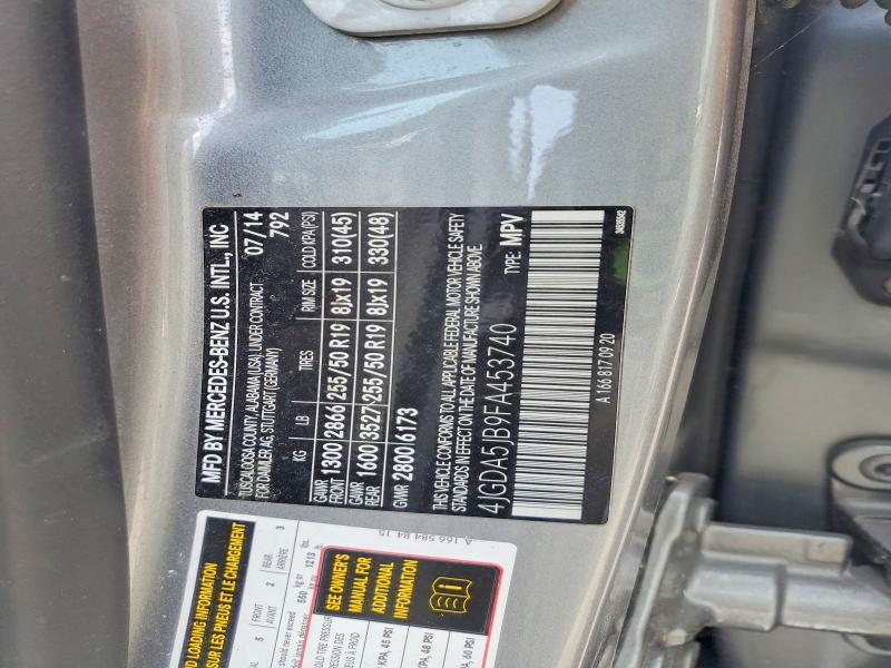 Продаж на аукціоні авто 2015 Mercedes-benz Ml, vin: 4JGDA5JB9FA453740, номер лоту: 66588086