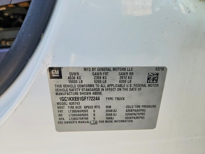 Продаж на аукціоні авто 2016 Chevrolet Silverado, vin: 1GC1KXE81GF172244, номер лоту: 67036596