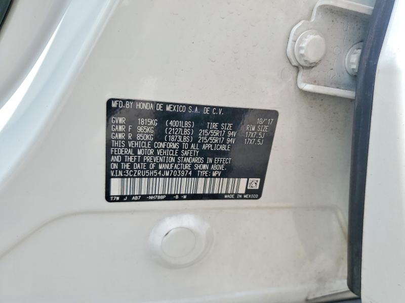 65149856 :رقم المزاد ، 3CZRU5H54JM703974 vin ، 2018 Honda Hr-v مزاد بيع