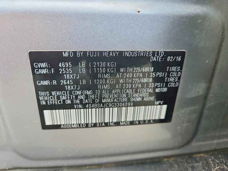 Aukcja sprzedaży 2016 Subaru Outback, vin: 4S4BSAJC9G3306099, numer aukcji: 67182896