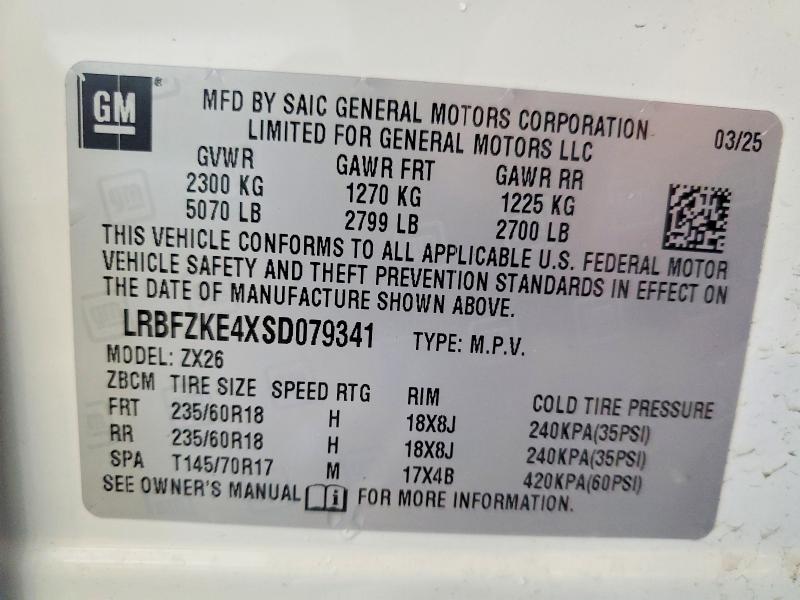 64957096 :رقم المزاد ، LRBFXKE4XSD079341 vin ، 2025 Buick Envision مزاد بيع