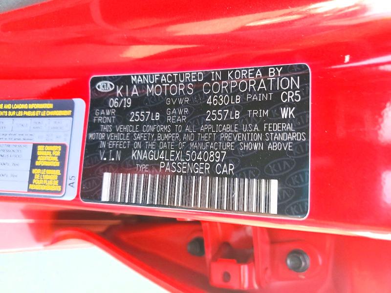 63905616 :رقم المزاد ، KNAGU4LEXL5040897 vin ، 2020 Kia Optima مزاد بيع