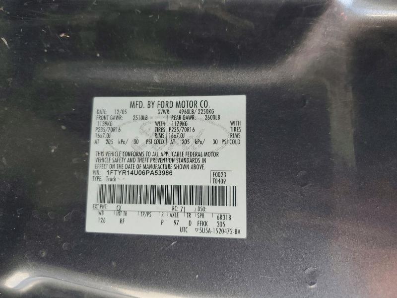 Auction sale of the 2006 Ford Ranger, vin: 1FTYR14U06PA53986, lot number: 65319866
