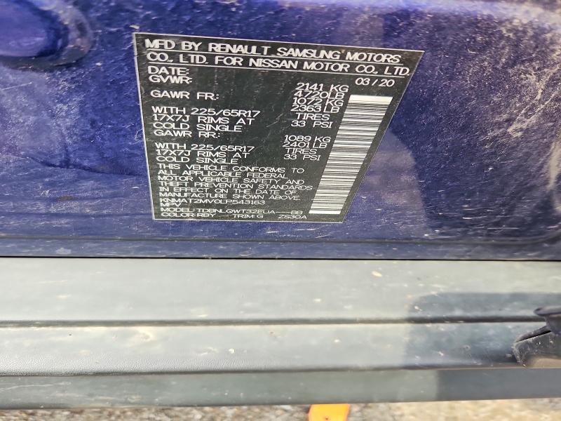 2020 Nissan Rogue მანქანა იყიდება აუქციონზე, vin: KNMAT2MV0LP543163, აუქციონის ნომერი: 64444696