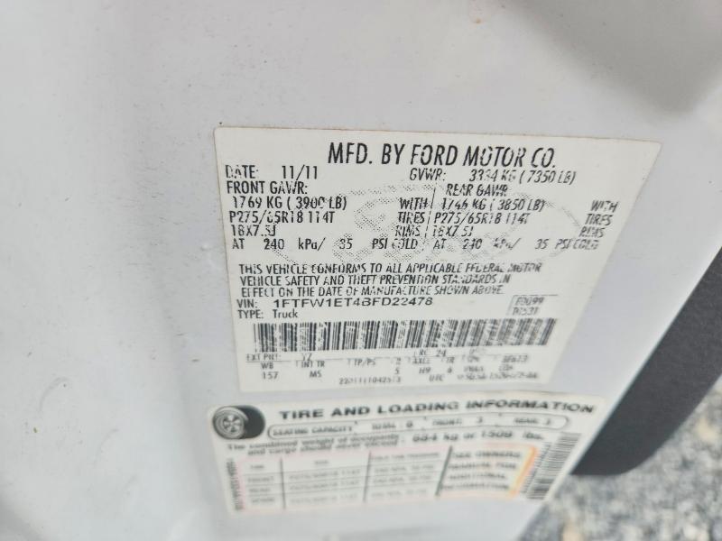 Aukcja sprzedaży 2011 Ford F150, vin: 1FTFW1ET4BFD22478, numer aukcji: 63689816