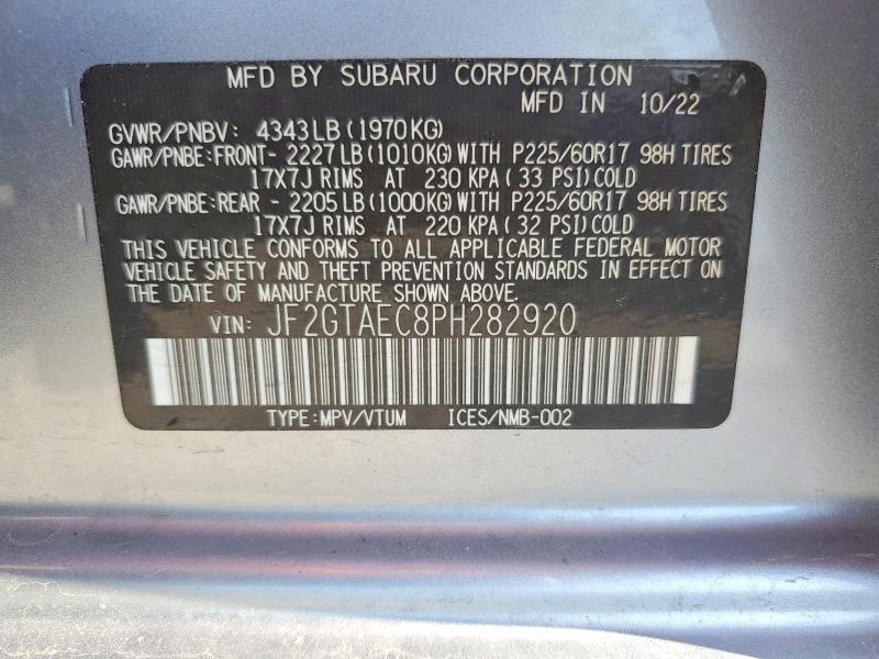 Продажа на аукционе авто 2023 Subaru Crosstrek, vin: JF2GTAEC8PH282920, номер лота: 61232296