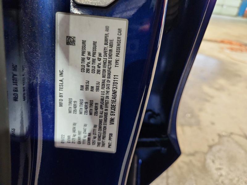 Aukcja sprzedaży 2022 Tesla Model 3, vin: 5YJ3E1EA6NF370111, numer aukcji: 67283716
