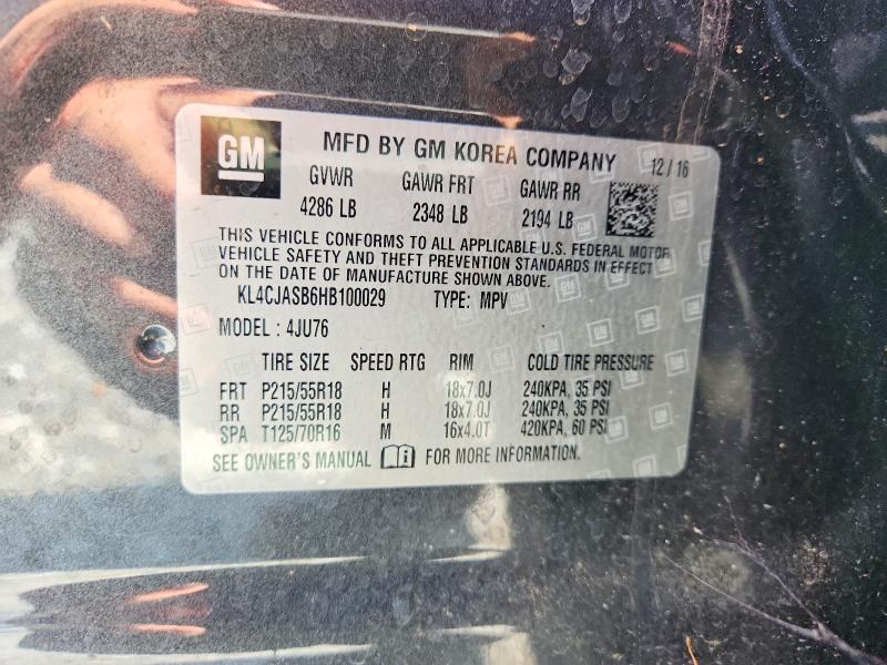 63886506 :رقم المزاد ، KL4CJASB6HB100029 vin ، 2017 Buick Encore مزاد بيع