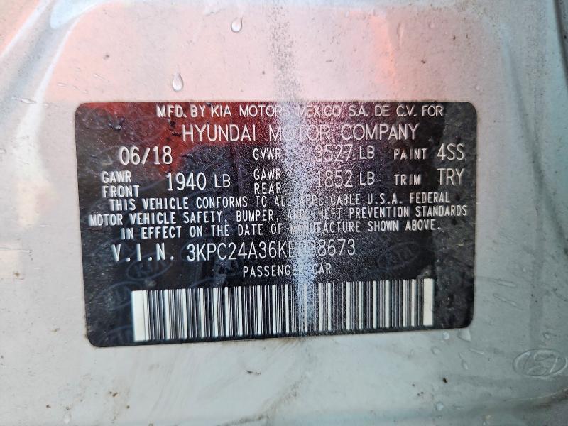 64758406 :رقم المزاد ، 3KPC24A36KE038673 vin ، 2019 Hyundai Accent مزاد بيع