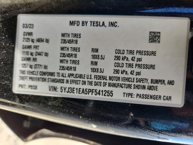 Продаж на аукціоні авто 2023 Tesla Model 3, vin: 5YJ3E1EA5PF541255, номер лоту: 63744226