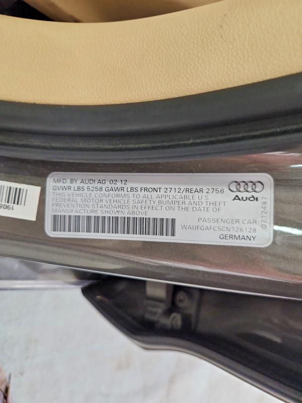 2012 Audi A6 მანქანა იყიდება აუქციონზე, vin: WAUFGAFC5CN126128, აუქციონის ნომერი: 66557296