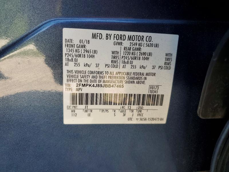 Продажа на аукционе авто 2018 Ford Edge, vin: 2FMPK4J89JBB47465, номер лота: 61646996