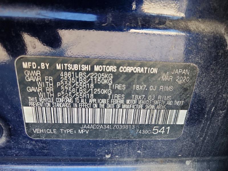 Aukcja sprzedaży 2020 Mitsubishi Outlander, vin: JA4AD2A34LZ039813, numer aukcji: 65624726