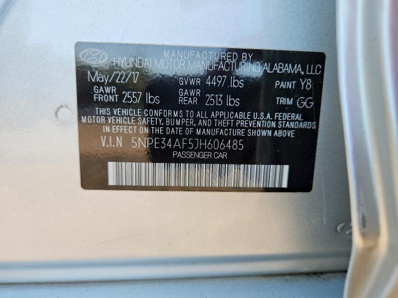 Aukcja sprzedaży 2018 Hyundai Sonata, vin: 5NPE34AF5JH606485, numer aukcji: 65018206