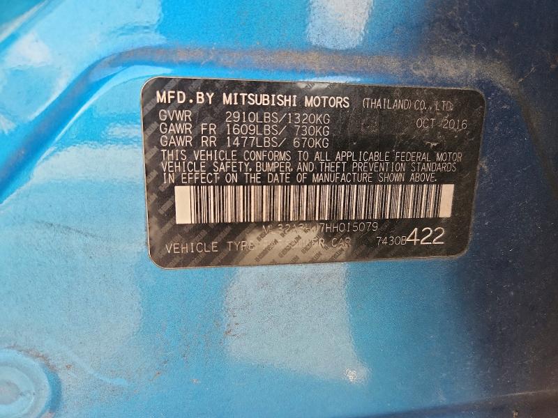 64427866 :رقم المزاد ، ML32A3HJ7HH015079 vin ، 2017 Mitsubishi Mirage مزاد بيع