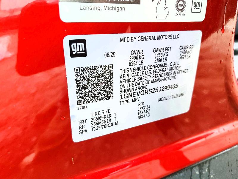 65275536 :رقم المزاد ، 1GNEVGRS2SJ299435 vin ، 2025 Chevrolet Traverse مزاد بيع