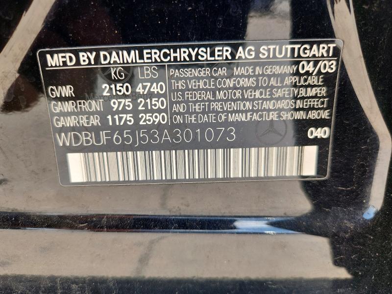 Продаж на аукціоні авто 2003 Mercedes-benz E, vin: WDBUF65J53A301073, номер лоту: 67111916