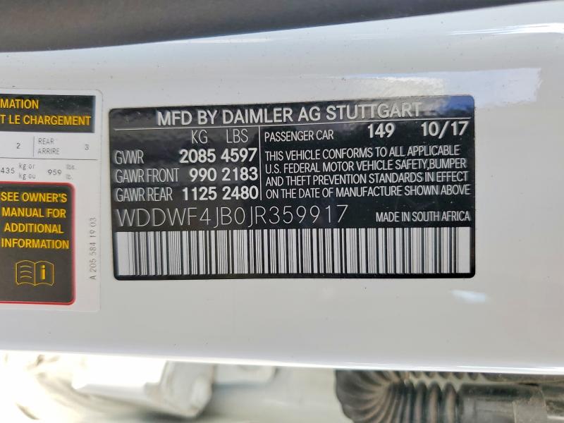 Aukcja sprzedaży 2018 Mercedes-benz C, vin: WDDWF4JB0JR359917, numer aukcji: 63306136