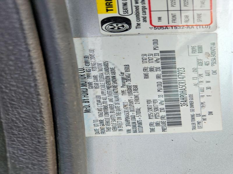 66768266 :رقم المزاد ، 3FAHP0HA5CR147923 vin ، 2012 Ford Fusion مزاد بيع