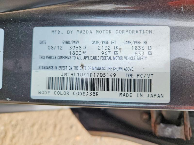 Aukcja sprzedaży 2013 Mazda 3, vin: JM1BL1UF1D1705149, numer aukcji: 63657546