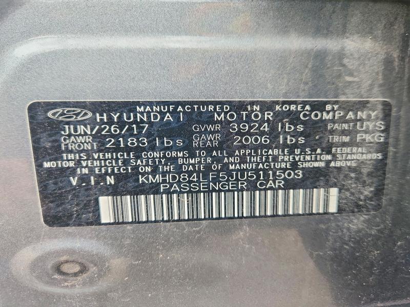 Aukcja sprzedaży 2018 Hyundai Elantra, vin: KMHD84LF5JU511503, numer aukcji: 64092536