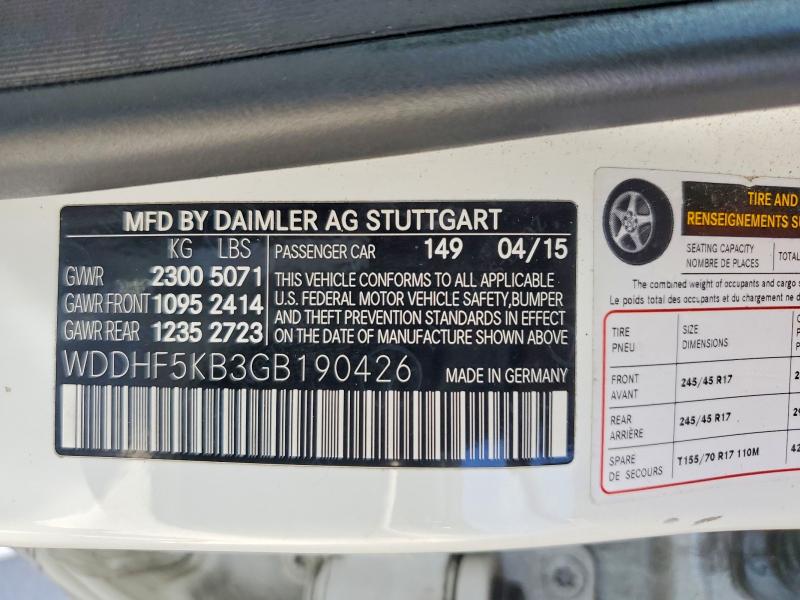 Aukcja sprzedaży 2016 Mercedes-benz E, vin: WDDHF5KB3GB190426, numer aukcji: 65091926