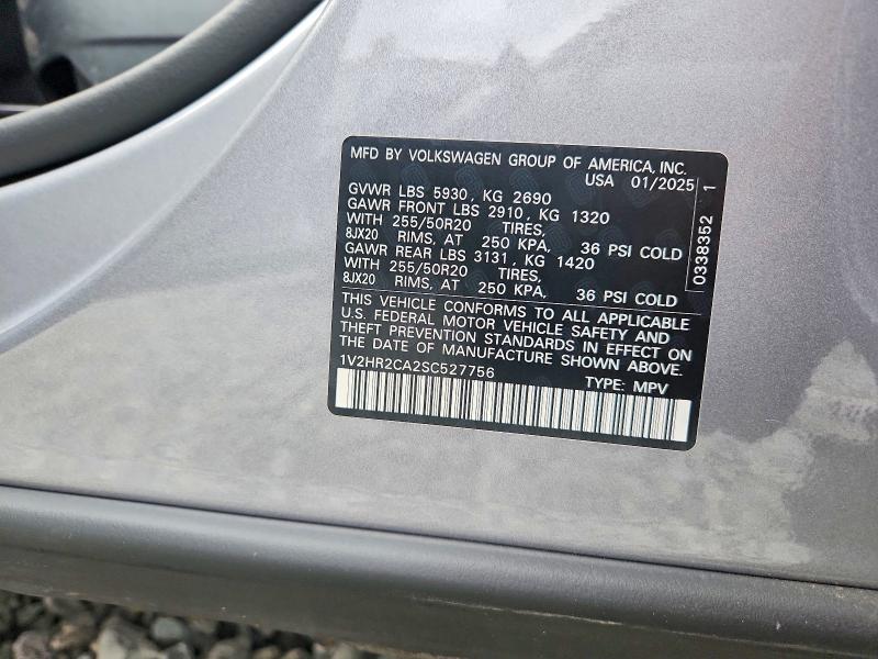 Aukcja sprzedaży 2025 Volkswagen Atlas, vin: 1V2HR2CA2SC527756, numer aukcji: 65369626