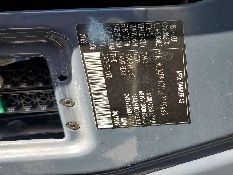 Продаж на аукціоні авто 2019 Mercedes-benz Sprinter, vin: WD4PF1CD1KP119483, номер лоту: 65626676