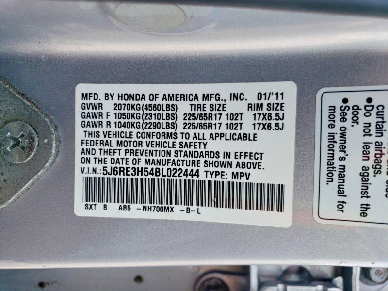 Продаж на аукціоні авто 2011 Honda Cr-v, vin: 5J6RE3H54BL022444, номер лоту: 64468326